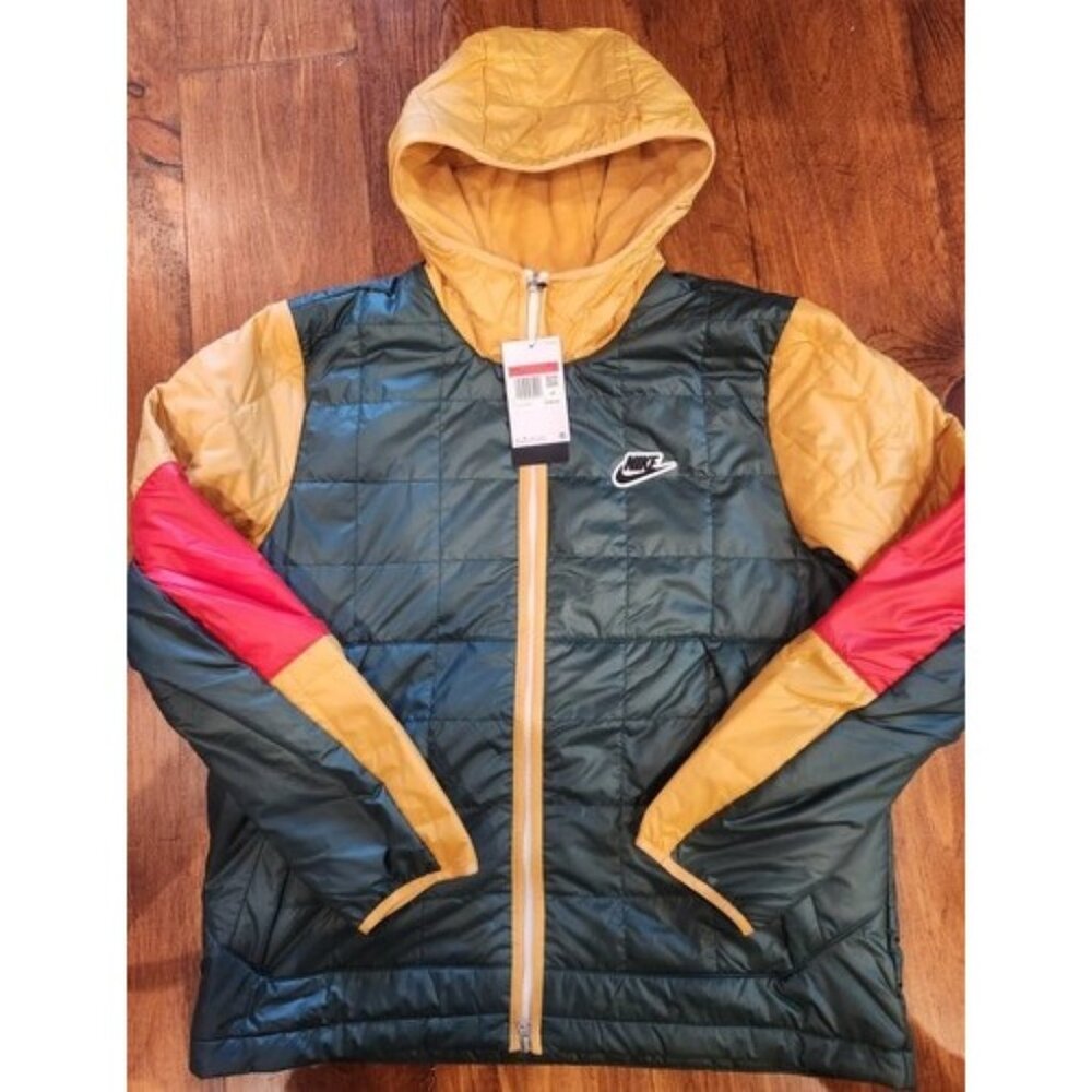 Nike Synthetic Fill Zip Jacket Coat Green Yellow Red Mens Size L DJ0433-397